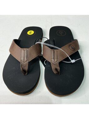 Volcom Recliner Sandals Mens Size 9 Brown With Black Sole Comfortable Flip-Flops